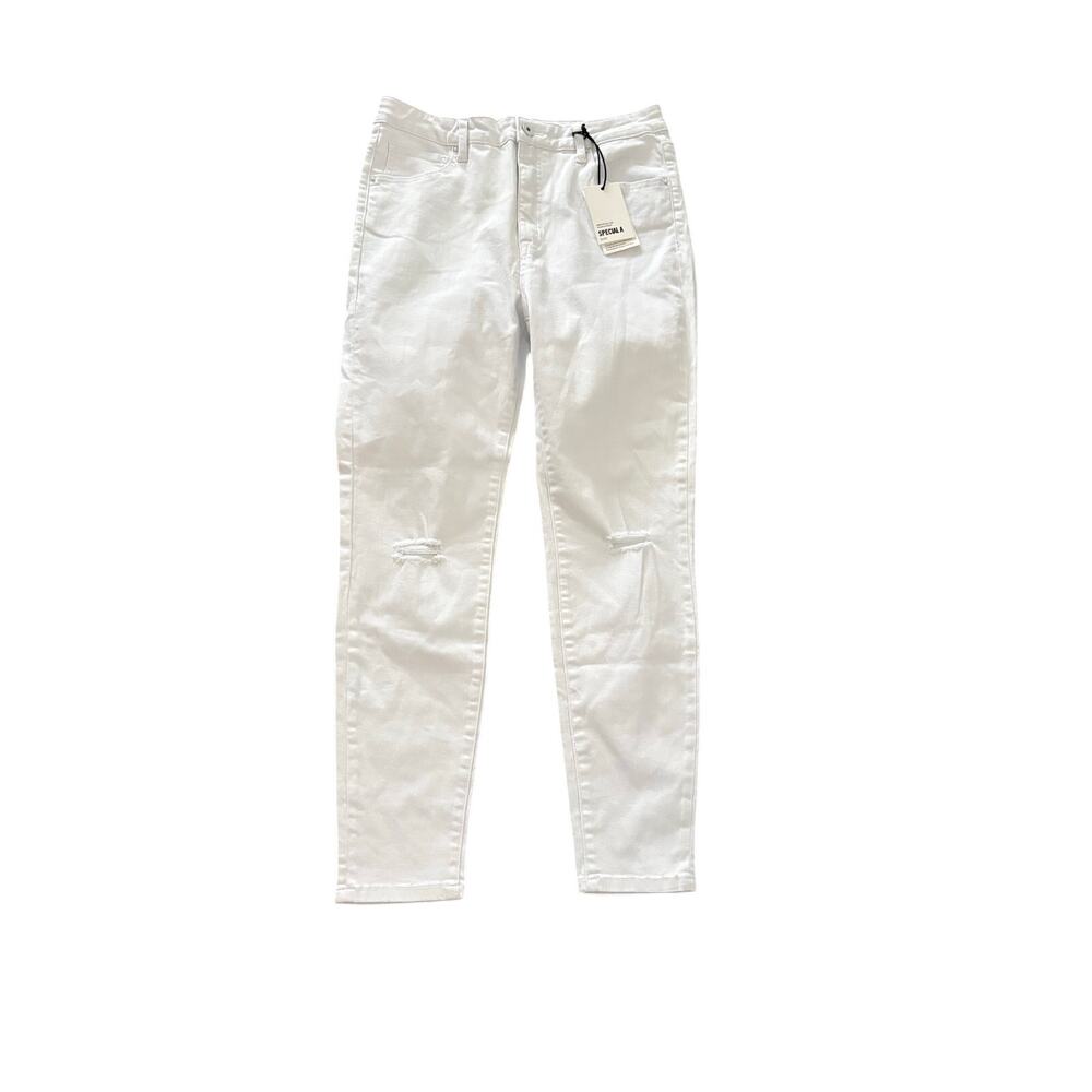 New Special A Cropped Distressed Skinny Jeans